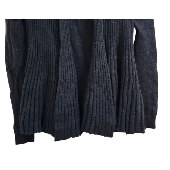 Cashmere Charter Club Luxury Pleated Open-Front Cardigan (Deep Black, XS) - Picture 5 of 12